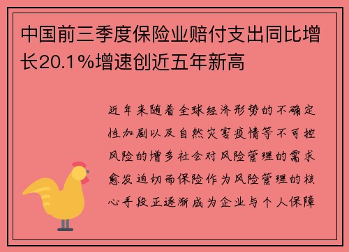 中国前三季度保险业赔付支出同比增长20.1%增速创近五年新高